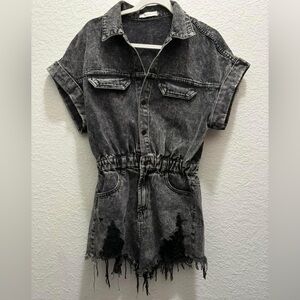 Black denim romper